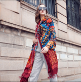 Anyyou 100% Merino Wool Multi-Color Tribal Silk Satin Large Winter Scarf Pashmina Shawl Bandana Perfect For Women Ladies Fashion Style