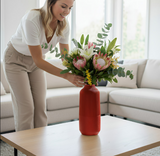 ANYDECO Flower Vase Rosy Red Large Nordic Style Pot Room Home Decor
