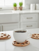Anygleam Natural Wood 4pcs Wooden Coaster Mat Food Kitchen Tableware
