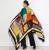 Anyyou 100% Merino Wool Yellow Multipattern Silk Satin Large Winter Scarf Pashmina Shawl Bandana Perfect For Women Ladies Fashion Style