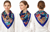 Anyyou Fashion Premium Satin Square Scarf – Big Paisley Blue Silk-Feel Neckwrap for Women