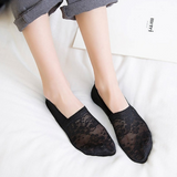 Anyfootwear 5 Pairs Size 5-9 Fashion Socks Lace Flower Style Breathable Antiskid Invisible Ankle Socks for Women (2 Beige, 3 Black)