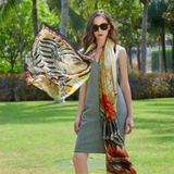 Anyyou 100% Mulberry Silk Mint Green Long Scarf for Women Luxury Beach Shawl Swimwear Cover-Up Pashmina Face Shield Foulard
