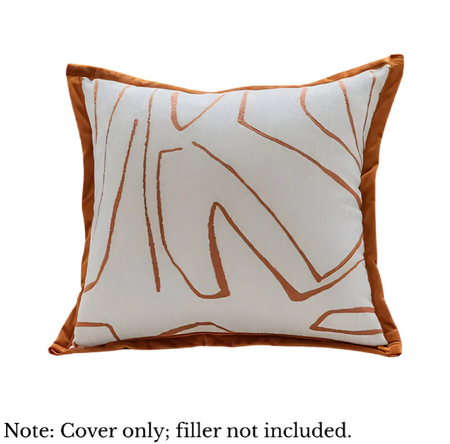 Anypillow White with Orange Abstract Line Decorative Cushion Cover – Soft Throw Pillowcase for Sofa & Bed