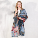 Anyyou 100% Mulberry Silk Spruce Blue Long Scarf for Women Luxury Beach Shawl Swimwear Cover-Up Pashmina Wrap Foulard