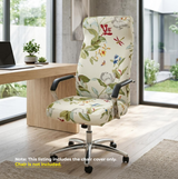 Anyseat Office Chair Cover –White Leafy Design, Medium Size, Non-Slip Rotating Seat Case with Universal Armrest Protector