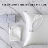 ANYHOUZ Pillowcase 51x66cm White Set with Eye Mask Natural Mulberry Silk for Comfortable and Relaxing Home Bed