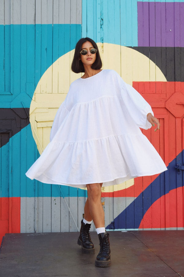 Slow fashion women dress - White