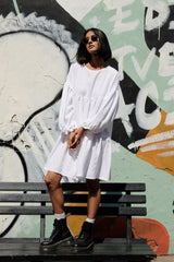 Slow fashion women dress - White