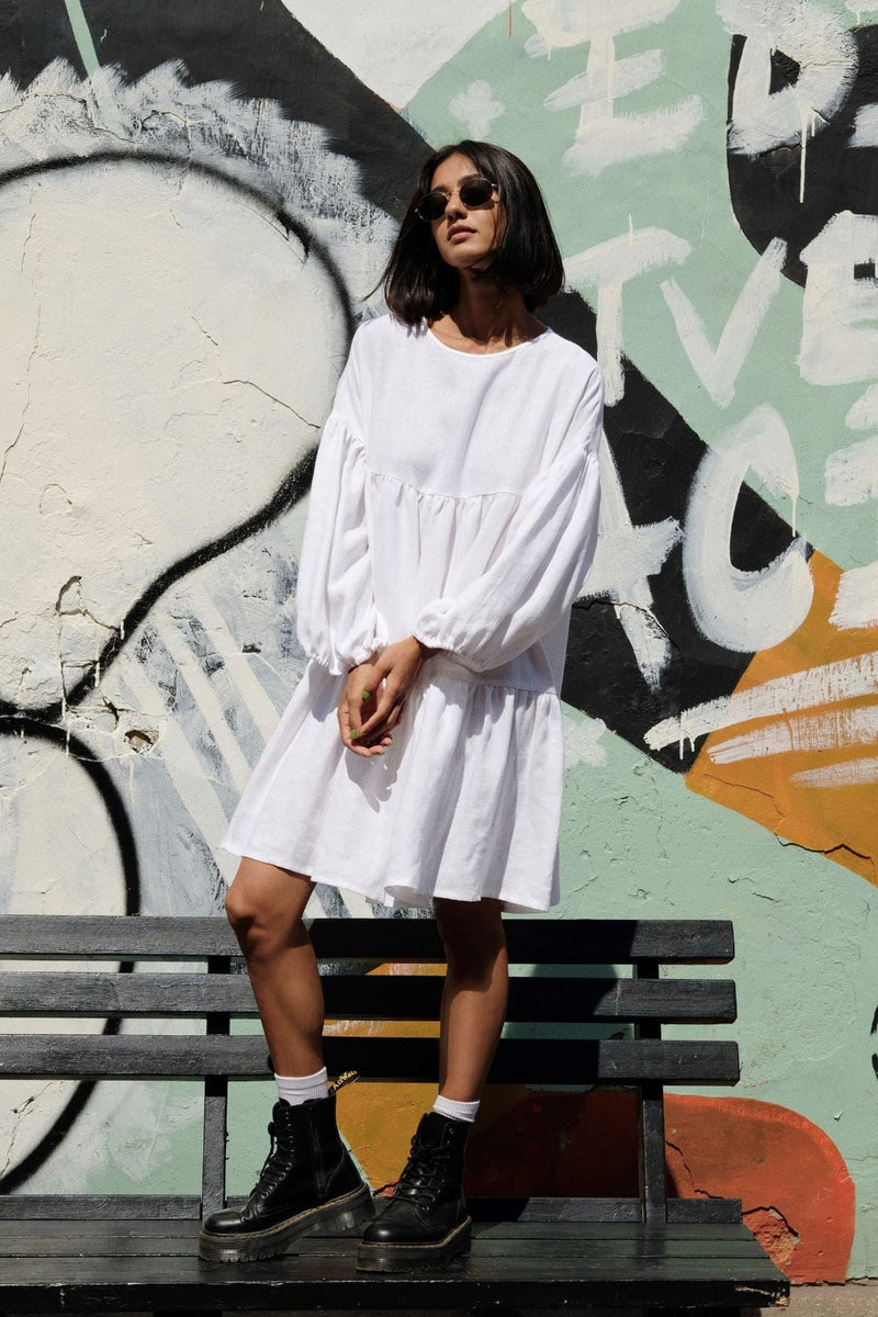 Slow fashion women dress - White