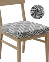 Anyseat Grey White Macro Knitted Design Print Chair Cover – Stretch Washable Removable Seat Cover for Dining & Kitchen