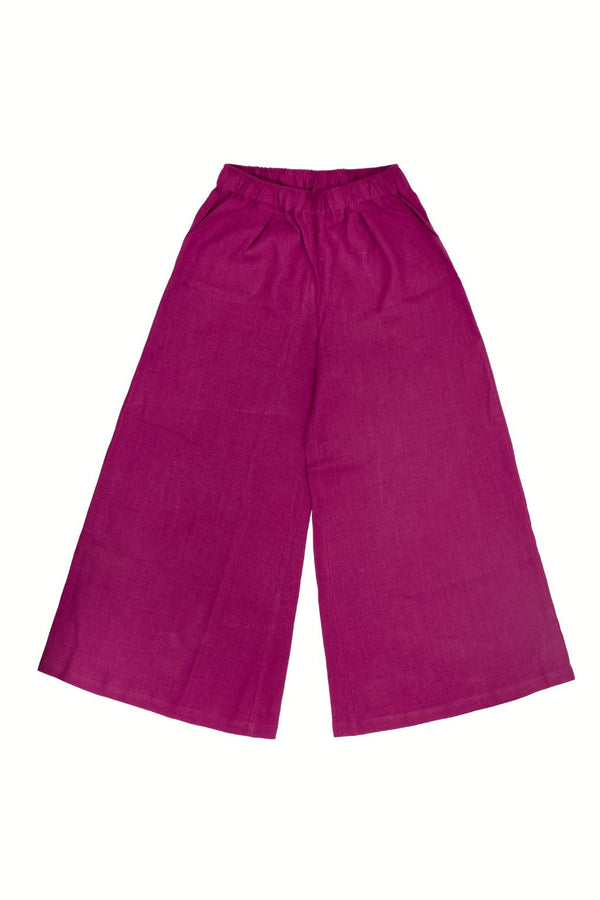 Slow Fashion Linen Women's Palazzo Pants - Raspberry