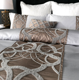 Anycozy Duvet Cover Set – 4-Piece Grey Brown Egyptian Cotton Embroidered Vintage Bedding