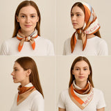 Anyyou Fashion Premium Satin Square Scarf -Khaki Silk Feel Neckwrap for Women