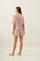 Women short pyjamas - Fuchsia Tartan Joy