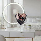 Anyyou Fashion Premium Satin Square Scarf – Navy Blue Pink Silk-Feel Neckwrap for Women
