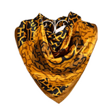 Anyyou Fashion Premium Satin Square Scarf – Gold Black Silk-Feel Neckwrap for Women