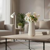 ANYDECO Flower Vase White Large Ribbed Nordic Style Pot Living Room Decor