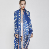 Anyyou 100% Mulberry Silk Ocean Blue Scarf Women Luxury Long Shawl – Beach Wear, Swimwear Cover Up, Pashmina Face Shield Foulard Fashion Accessory