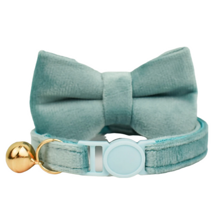Anypet Stylish Green Bow Cat Collar Small Size with Safety Buckle Bell Durable Adjustable Strap Cute Fashion Pet Accessory for Cats & Kittens