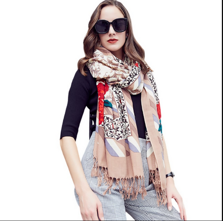 Anyyou 100% Pure Merino Wool Multicolor Strips Pattern Stylish Poncho Winter Large Scarf With Trendy Pashmina Shawl Bandana For Womenfashion Design