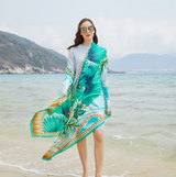 Anyyou 100% Mulberry Silk Vivid Green Long Scarf for Women Luxury Beach Shawl Swimwear Cover-Up Pashmina Wrap Foulard