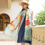 Anyyou 100% Mulberry Silk Long Scarf for Women – Pastel Blue Luxury Beach Shawl, Swimwear Cover Up, Pashmina Style Foulard & Face Shield