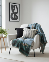 Anycozy Blue Faux Cashmere Throw Blanket – Mermaid Pattern Sofa Cover with Tassels, Soft Picnic & Camping Mat