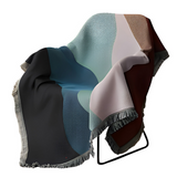 Anycozy Faux Cashmere Throw Blanket – Abstract Rainbow Wave Pattern Sofa Cover with Tassels, Soft Home Decor Accent