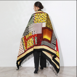 Anyyou 100% Merino Wool Multi-Color Silk Satin Large Winter Scarf Pashmina Shawl Bandana Perfect For Women Ladies Fashion Style