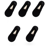 Anyfootwear 5 Pairs Women's Lace Flower Invisible Ankle Socks Size 5-9 Black Breathable Anti-Slip Non-Skid Low Cut Fashion Socks
