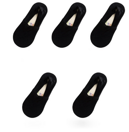 Anyfootwear 5 Pairs Women's Lace Flower Invisible Ankle Socks Size 5-9 Black Breathable Anti-Slip Non-Skid Low Cut Fashion Socks