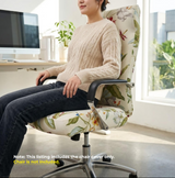 Anyseat Office Chair Cover –White Leafy Design, Medium Size, Non-Slip Rotating Seat Case with Universal Armrest Protector