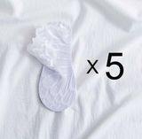 Anyfootwear 5 Pairs One Size 4-5 White Fashion Summer Socks Lace Peacock Flower Design Short Ankle Socks Breathable Cotton Socks For Women