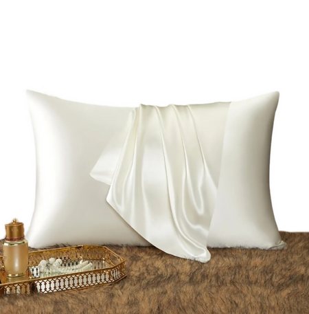 ANYHOUZ Pillowcase 51x66cm White Set with Eye Mask Natural Mulberry Silk for Comfortable and Relaxing Home Bed