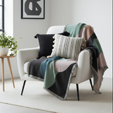 Anycozy Faux Cashmere Throw Blanket – Abstract Rainbow Wave Pattern Sofa Cover with Tassels, Soft Home Decor Accent