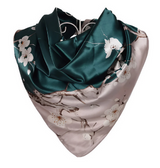 Anyyou Fashion Premium Satin Square Scarf – Green Silk-Feel Neckwrap for Women