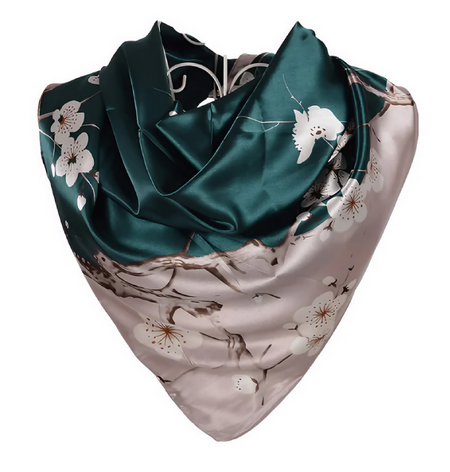 Anyyou Fashion Premium Satin Square Scarf – Green Silk-Feel Neckwrap for Women