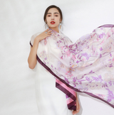 Anyyou 100% Mulberry Silk Purple Long Scarf for Women Luxury Beach Shawl Swimwear Cover-Up Pashmina Wrap Foulard