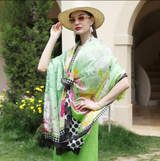 Anyyou 100% Mulberry Silk Emerald Green Scarf Women Luxury Long Shawl – Beach Wear, Swimwear Cover Up, Pashmina Foulard Fashion Accessory