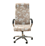 Anyseat Office Chair Cover – Beige White Floral, Zippered Elastic Stretch, High‑Back Slipcover Protector
