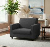 Anyseat 1-Seater Sofa Cover – Plain Dark Grey Style Slipcover for Living Room Chair Protection