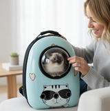 Anypet Blue Cat Print Space Capsule Pet Carrier – Breathable Travel Bag for Small Pets