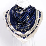 Anyyou Fashion Premium Satin Square Scarf – Elegant Navy Blue Silk-Feel Neckwrap for Women