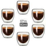 Anygleam Tea Cups 6Pcs Insulated Espresso Double Wall Shot Glass Drinkware