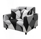 Anyseat 1-Seater Sofa Cover – Black White Geometric Style Slipcover for Living Room Chair Protection