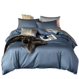 Anycozy Egyptian Cotton Duvet Comforter Set – UK King Size, Blue & Light Grey, Thick 6‑Piece Bedspread