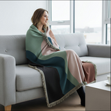 Anycozy Faux Cashmere Throw Blanket – Abstract Rainbow Wave Pattern Sofa Cover with Tassels, Soft Home Decor Accent