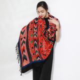 Anyyou 100% Merino Wool Red Neck Wrap Silk Satin Large Winter Scarf Pashmina Shawl Bandana Perfect For Women Ladies Fashion Style