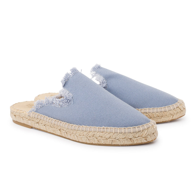 Zaragoza Eco Canvas Vegan Espadrille Mules - Denim Blue - BIANKINA